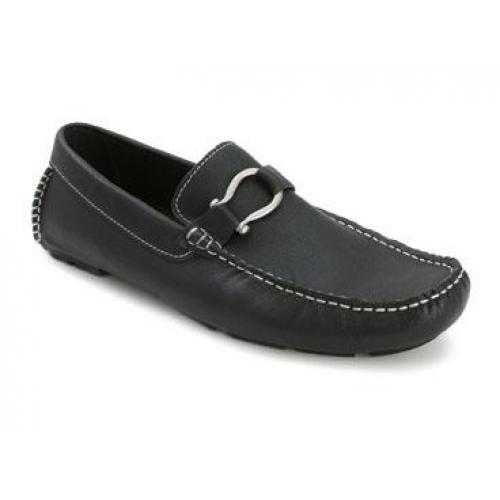 Bacco Bucci "Tiger" Black Genuine Soft Italian Calfskin Loafer Shoes